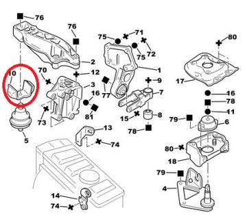 PEUGEOT 306 (1994-2001) SAĞ ÜST YARDIMCI  MOTOR TAKOZU (BİRTH)