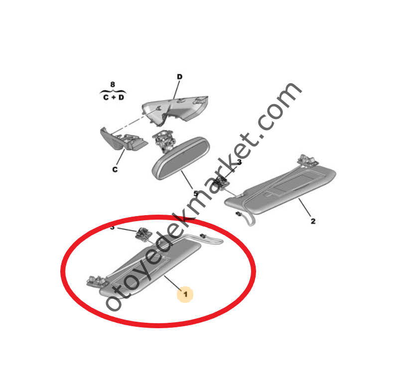 Peugeot 3008 (2016-2023) Sağ Güneşlik - Mistral (Orijinal)