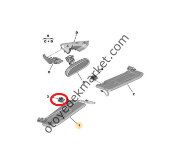 Peugeot 3008 (2016-2023) Güneşlik Kancası - Beyaz (Orijinal)