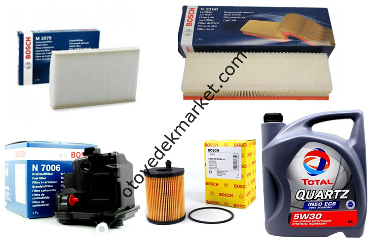 CİTROEN C4 (2004-2010) 1,6 HDİ FİLTRE BAKIM SETİ+5W30 YAĞLI  (BOSCH)