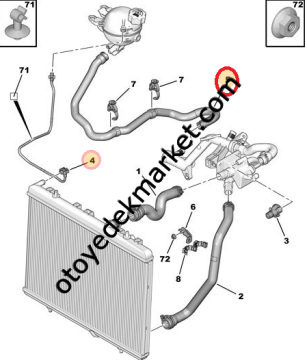 Citroen C3 Aircross (2017-2022) 1.5 Hdi ve 1.6 Hdi Yedek Su Depo Alt Hortumu (Orijinal)