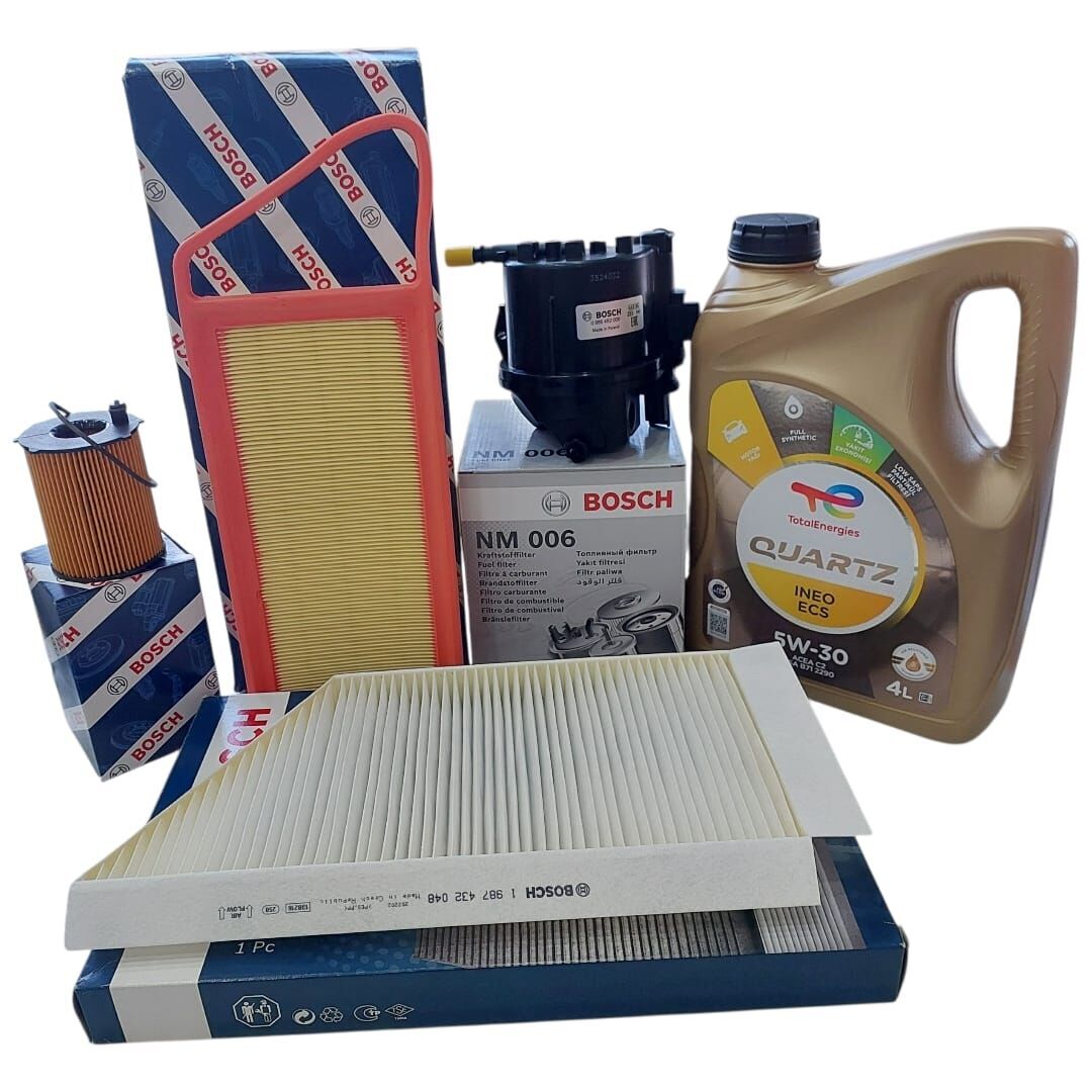 Peugeot 207 (2006-2012) 1.4 Hdi Filtre Bakım Seti + 5w30 Yağ (Bosch)