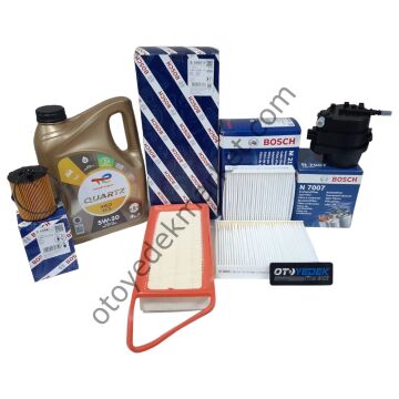 Peugeot 207 (2006-2012) 1.4 Hdi Filtre Bakım Seti (Bosch) +5W30 Motor Yağı
