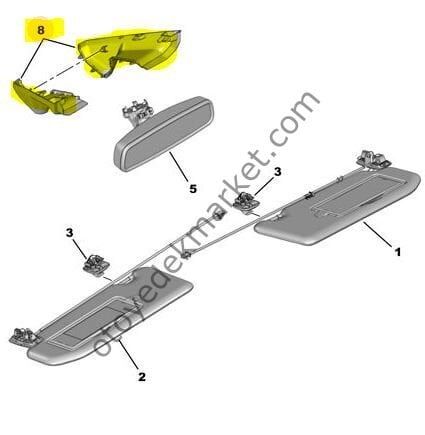 Peugeot 3008 (2016-2023) İç Dikiz Ayna Kapak Takımı (Orijinal)
