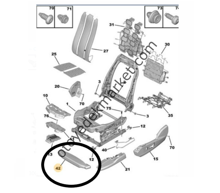 Peugeot 3008 (2016-2023) Sol Ön Koltuk Kızak Kapağı (Orijinal)