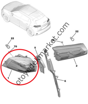 Peugeot 2008 (2023-2024) Sağ Arka Dış Stop Lambası (Orijinal)