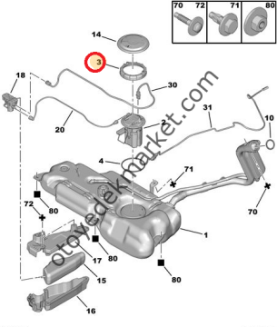 Peugeot 206 Depo Şamandıra Kapağı (İthal)