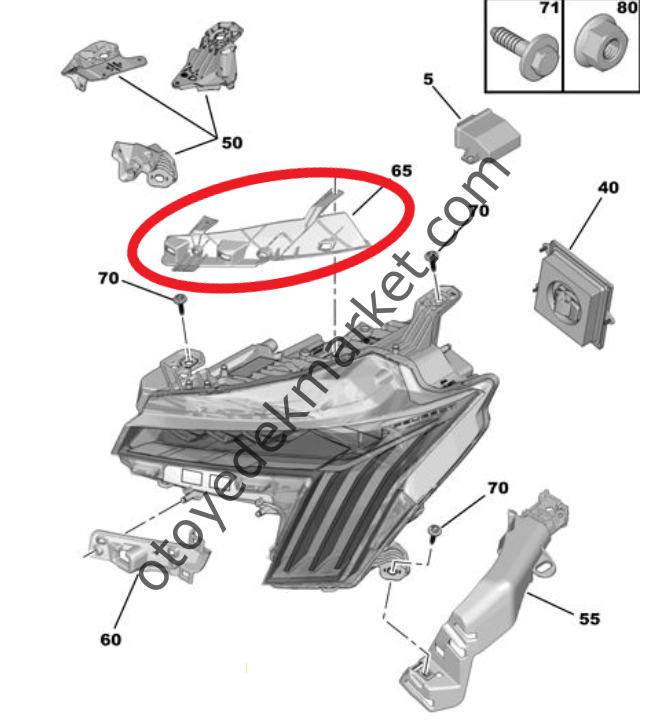 Peugeot 508 (2023-2025) Sağ Ön Far Bağlantı Ayağı / Mesnedi (Orijinal)