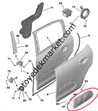 Citroen C3 (2020-2021-2022-2023-2024) Sol Arka Kapı Koruyucu Plastiği Airbump (Orijinal)