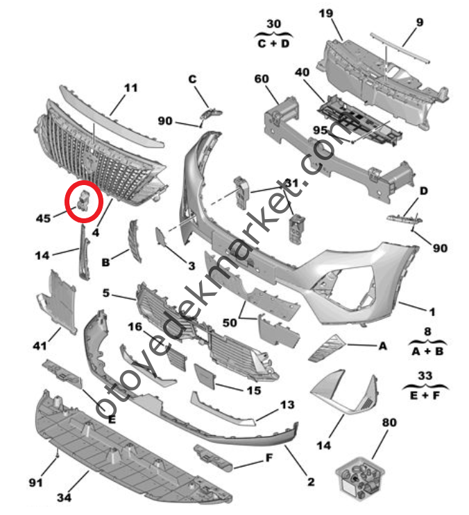 Peugeot 2008 (2023-2024) Ön Kamera Bağlantı Destek Ayağı (Orijinal)