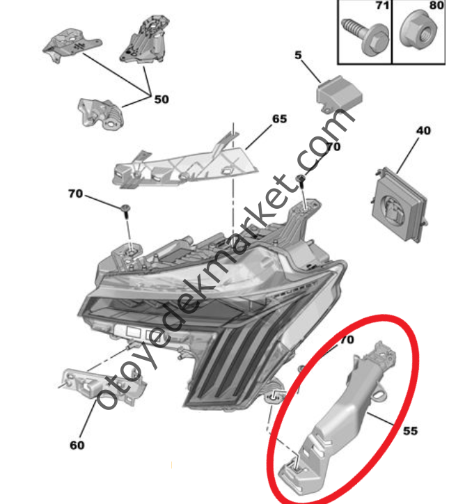 Peugeot 508 (2023-2024) Sağ Ön Far Bağlantı Ayağı / Mesnedi (Orijinal)