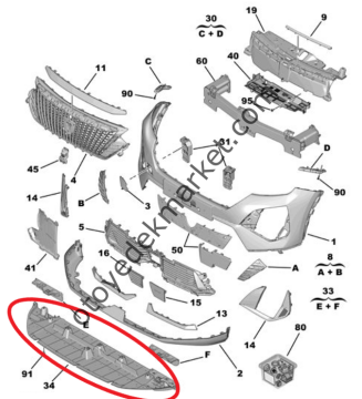 Peugeot 2008 (2023-2024) Ön Tampon Alt Muhafaza Plastiği (Orijinal)