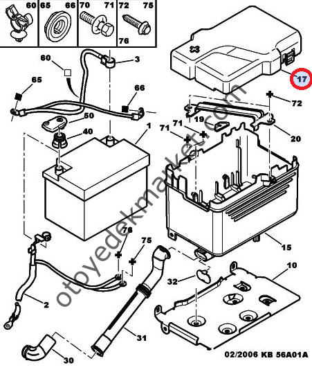 PEUGEOT 206 (1999-2012) AKÜ ÜST KAPAĞI (ORJİNAL)