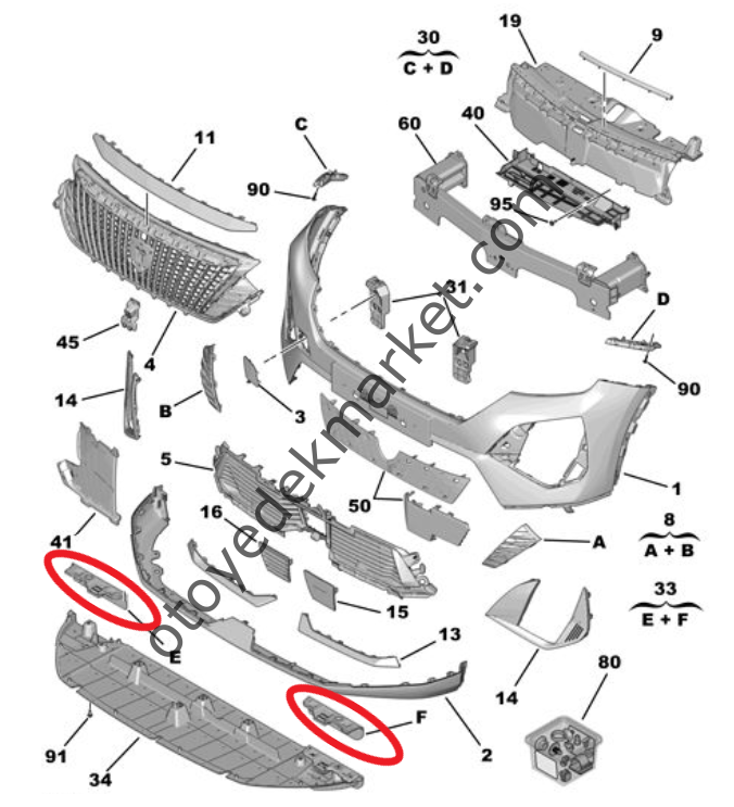 Peugeot 2008 (2023-2024) Ön Tampon Muhafaza Takımı (Orijinal)