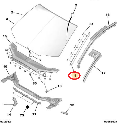 CİTROEN C5 ÖN CAM SOL ÇITA  (ORJİNAL)