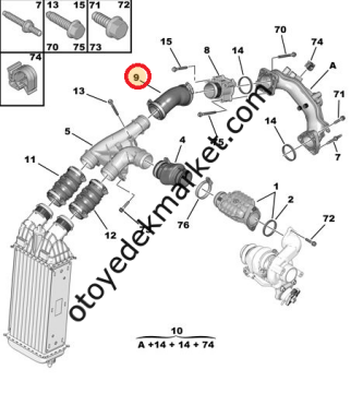 Citroen C3 (2011-2015) 1.6 Hdi Turbo Ara Hortumu (Orijinal)