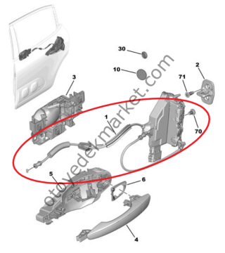 Citroen C3 (2017-2024) Sol Arka Kapı Kilidi (Orijinal)