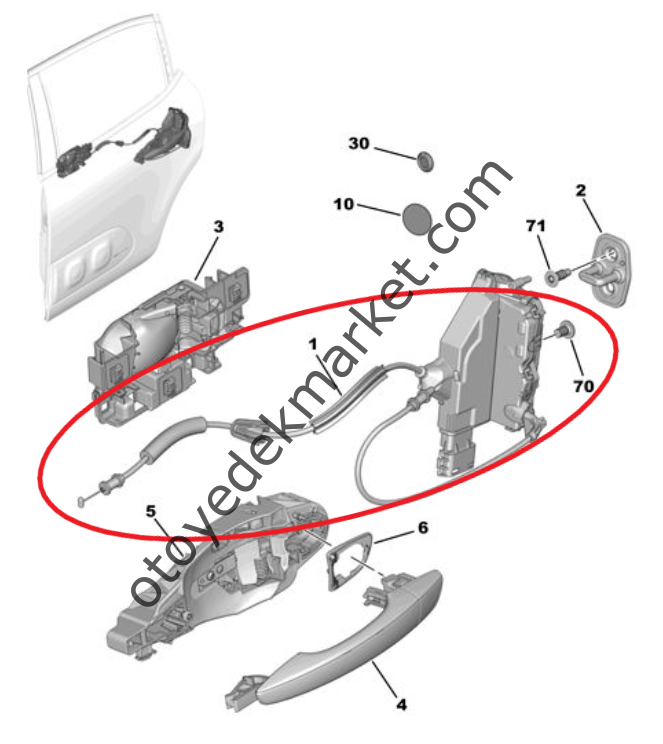 Citroen C3 (2017-2024) Sağ Arka Kapı Kilidi (Orijinal)