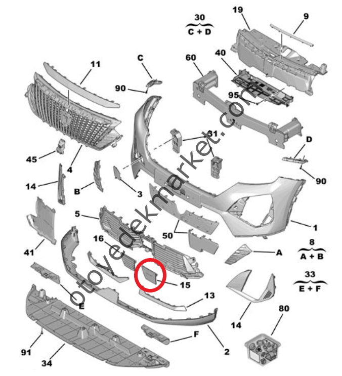 Peugeot 2008 (2023-2024) Ön Tampon Izgarası (Orijinal)