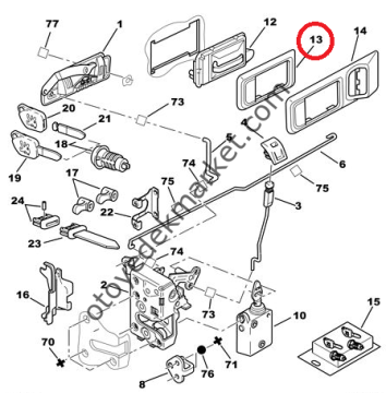 PEUGEOT 106 ÖN KAPI İÇ AÇMA ÇERÇEVESİ (ORJİNAL)
