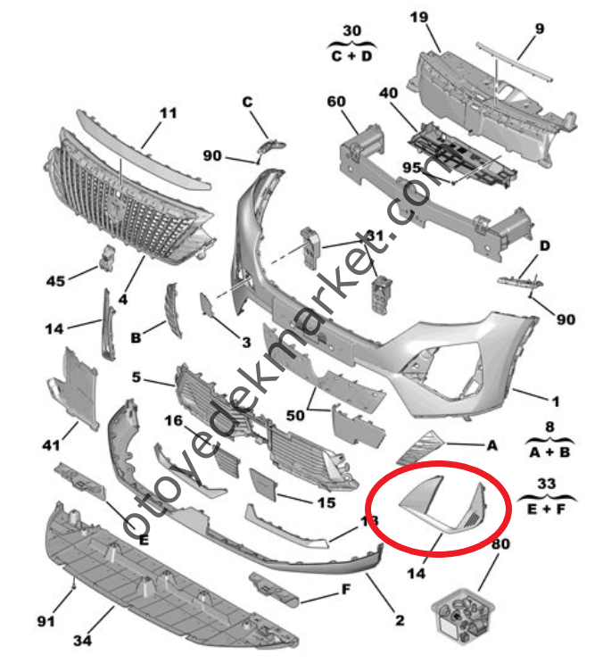 Peugeot 2008 (2023-2024) Motor Ön Tampon Çıtası, Sağ (Orijinal)