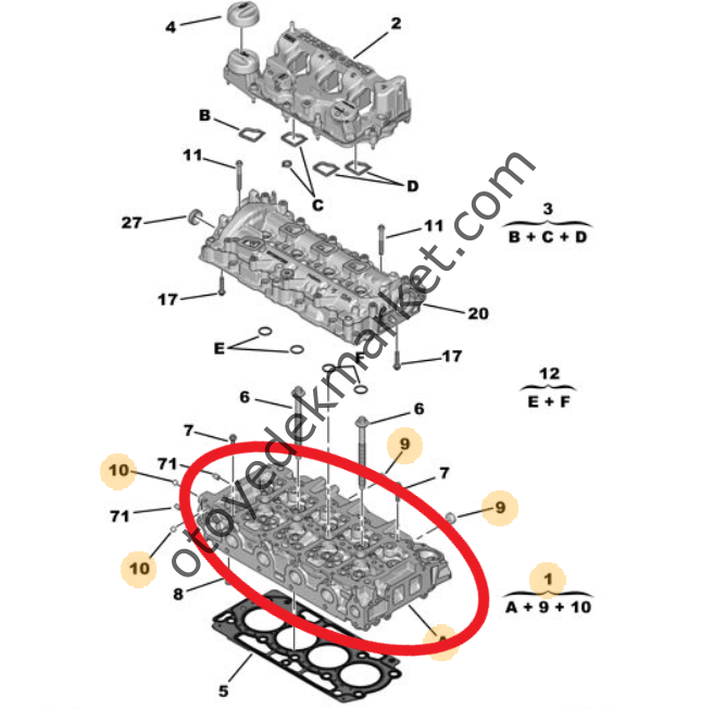 Peugeot 208 (2019-2020) 1.5 BlueHdi Silindir Kapağı (Orijinal)