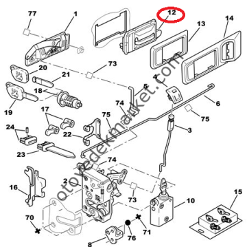 PEUGEOT 106 SAĞ ÖN KAPI İÇ AÇMA KOLU (ORJİNAL)