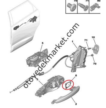 Citroen C3 (2017-2024) Sağ Arka Kapı Dış Açma Kolu Uç Plastiği (Orijinal)