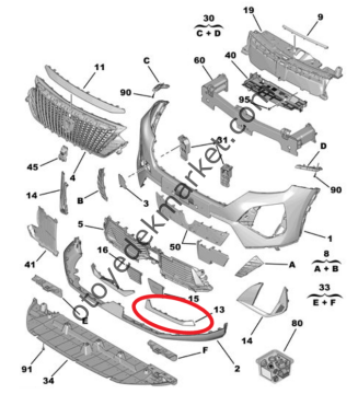 Peugeot 2008 (2023-2024) Ön Tampon Çıtası, Sol (Orijinal)
