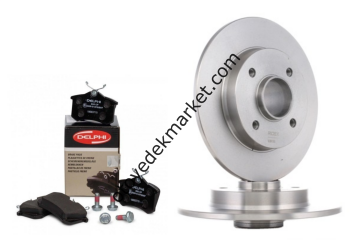 Peugeot 208 (2012-2019) Rulmanlı Arka Fren Disk Takımı + Arka Fren Balata Takımı Seti (Delphi)