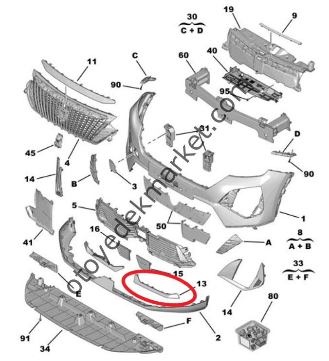 Peugeot 2008 (2023-2024) Ön Tampon Çıtası Sol (Orijinal)