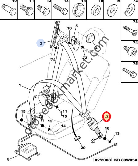 PEUGEOT 206 EMNİYET KEMERİ SOL (ORJİNAL)