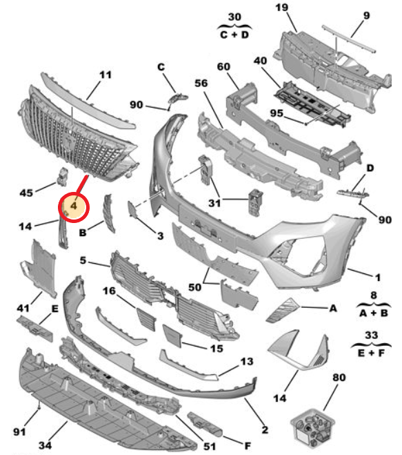 Peugeot 2008 (2024-2025) Ön Izgara (Orijinal)