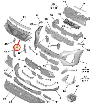 Peugeot 2008 (2024-2025) Ön Izgara (Orijinal)