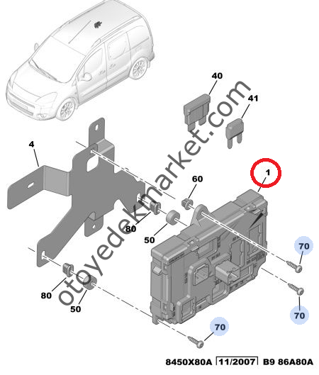 PEUGEOT PARTNER TEPEE (2008-2019) 1,6 HDI BAGAJ SİGORTA KUTUSU (ORJİNAL)
