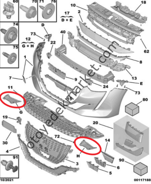 Peugeot 208 (2020-2023) Ön Tampon Muhafaza Takımı (Orijinal)