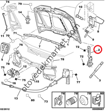 PEUGEOT 106 SOL KAPUT MENTEŞESİ (ORJİNAL)