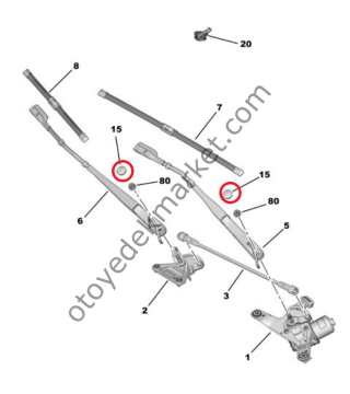 Peugeot 408 (2023-2025) Ön Cam Silecek Kolu Vida Kapağı (Orijinal)