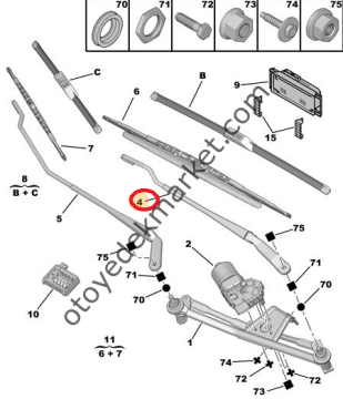 PEUGEOT 206 ÖN SİLECEK KOLU SOL (ORJİNAL)