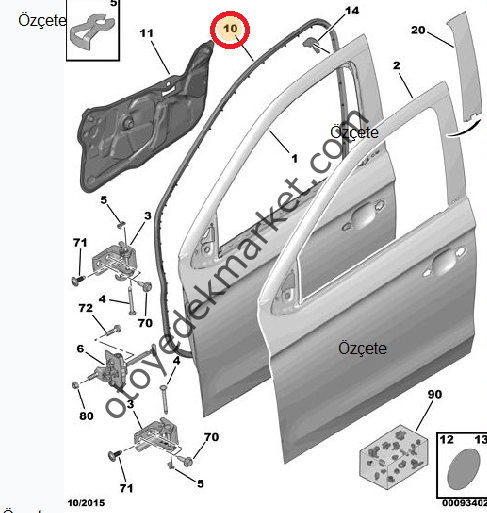 PEUGEOT 301 (2012-2022) SOL ÖN KAPI ÇERÇEVE LASTİĞİ  (ORJİNAL)