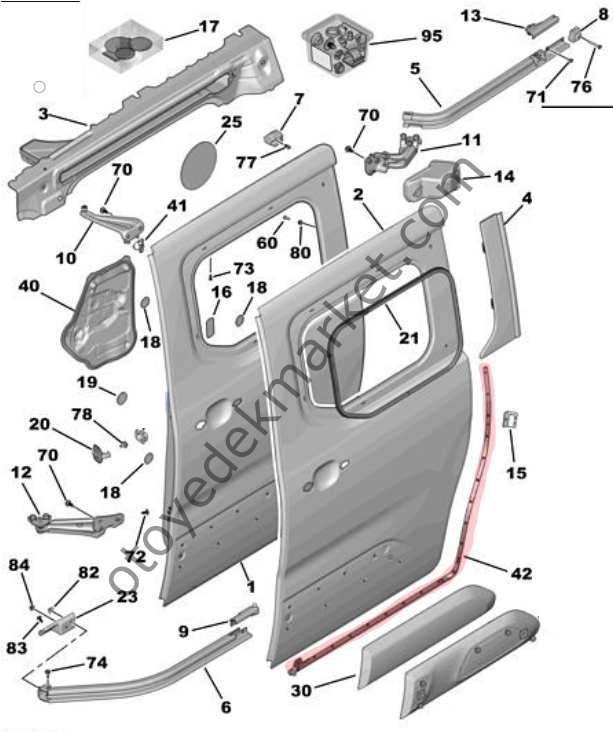 Citroen Berlingo (2018-2024) Sol Sürgülü Kapı Fitili (Orijinal)
