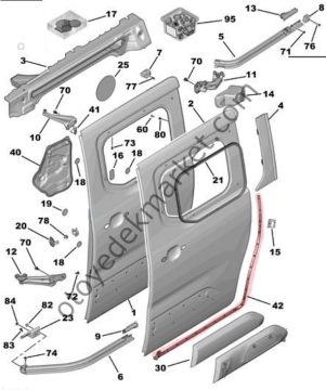 Citroen Berlingo (2018-2024) Sol Sürgülü Kapı Fitili (Orijinal)