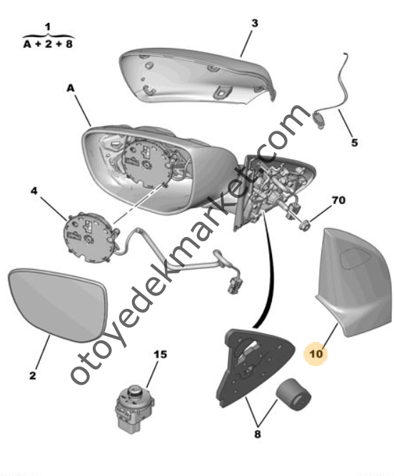 Citroen C-Elysee (2012-2020) Sol Dikiz Ayna İç Kapağı (Orijinal)