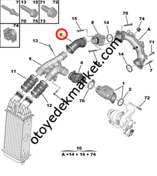 Citroen C3 (2011-2015) 1.6 Hdi Turbo Ara Hortumu (İthal)