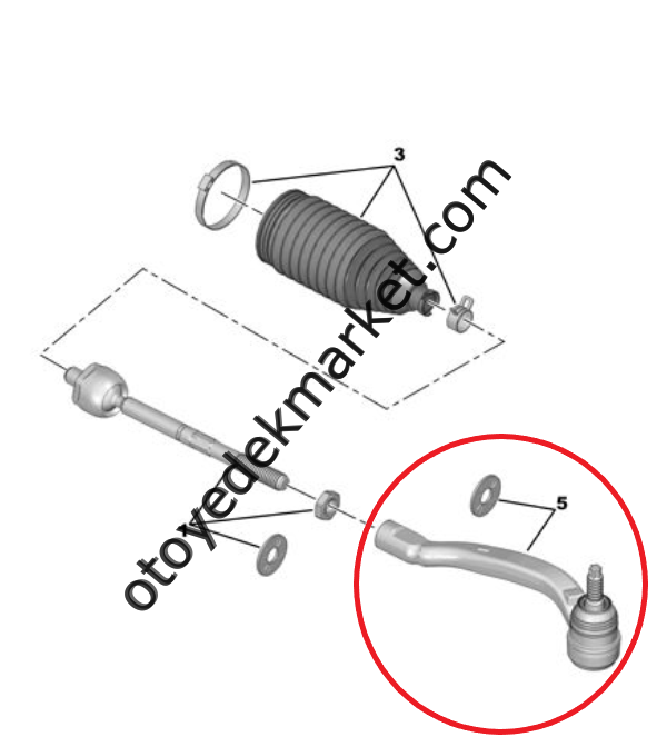 Peugeot 308 (2022-2025) Sol Rot Başı (Orijinal)