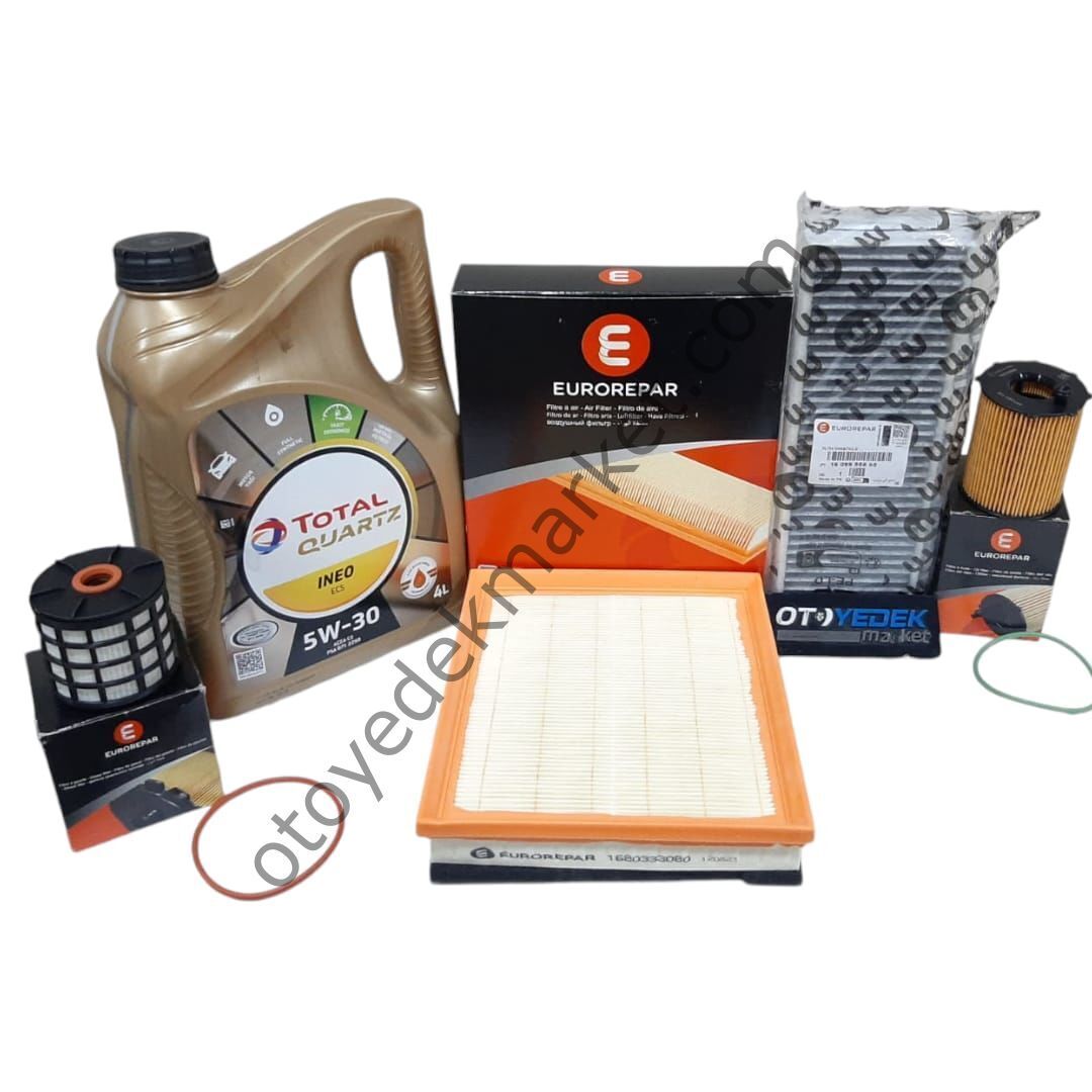 Peugeot 3008 (2016-2018) 1.6 Hdi Euro6 Filtre Bakım Seti + 5w30 HTC Yağ (Orijinal Eureopar)
