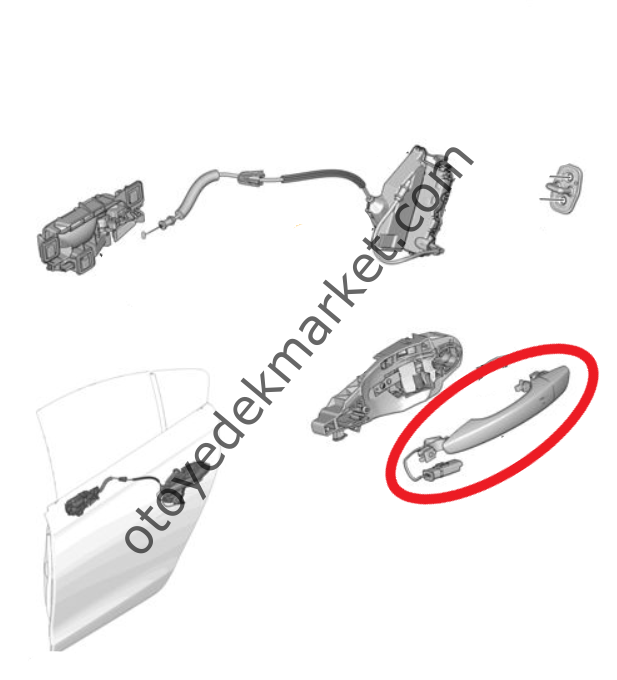 Peugeot 508 (2019-2023) Sol Arka Kapı Dış Açma Kolu (Orijinal)