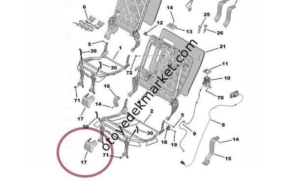 Peugeot 3008 (2016-2022) Koltuk İskelet Kapak (Orjinal)
