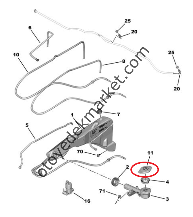 Peugeot 308  (2022-2025) Ön Cam Silecek Su Depo Kapağı (Orijinal)