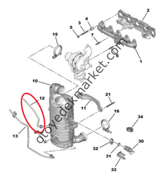 Peugeot 2008 (2018-2019) 1.5 Blue Hdi Partikül Filtresi Üst Basınç Borusu (Orijinal)
